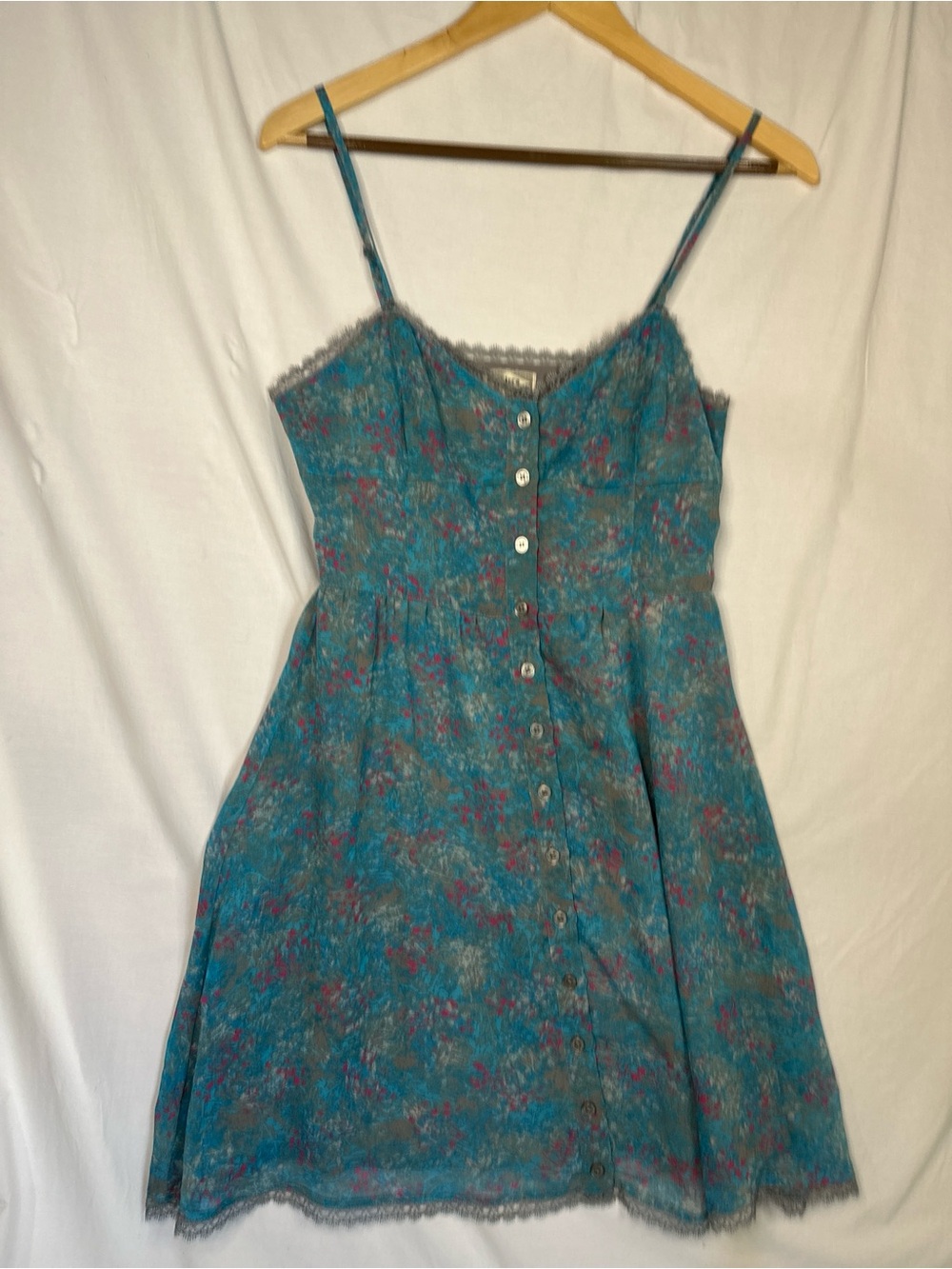 Kirra Teal Floral Button-Front Mini Dress